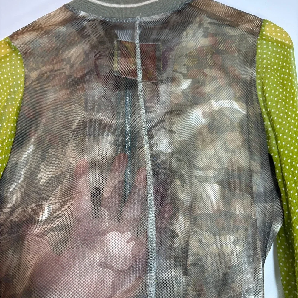 Wooxoom Paris Silk Patchwork Bomber Jacket Embroidered Mesh Green T3 Medium Rare